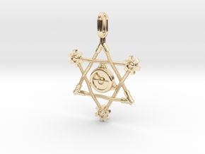 Steampunk Star of David Pendant in 14k Gold Plated Brass