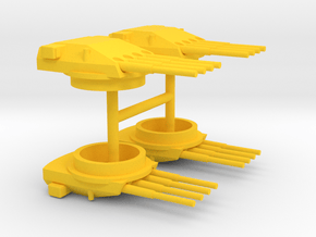 1/600 28cm Quad Turrets (4x) in Yellow Smooth Versatile Plastic
