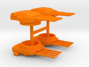 1/600 28cm Quad Turrets (4x) in Orange Smooth Versatile Plastic