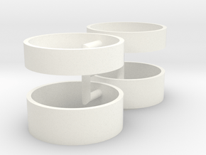1/600 H-Klasse Triple Turret Barbettes (4x) in White Smooth Versatile Plastic