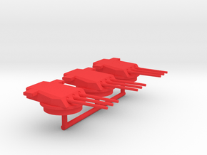 1/600 B-65 Design Large Cruiser 31cm Turrets (3x) in Red Smooth Versatile Plastic