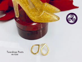 Tear Drop Post Earrings in 14k Gold Plated Brass