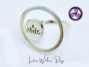 Lotus Within Ring in Natural Silver: 6.5 / 52.75
