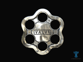 Valve Keychain in Polished Silver