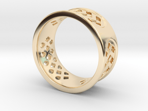 GEOMETRICALLY PATTERNED RING SIZE 9.5 in 14k Gold Plated Brass