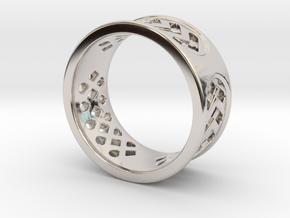 GEOMETRICALLY PATTERNED RING SIZE 9 in Rhodium Plated Brass