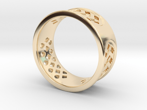 GEOMETRICALLY PATTERNED RING SIZE 11 in 14k Gold Plated Brass