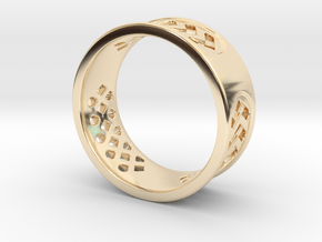 GEOMETRICALLY PATTERNED RING SIZE 12.5 in 14k Gold Plated Brass