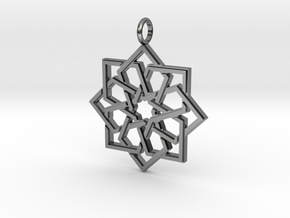 Islamic Star Knot in Fine Detail Polished Silver