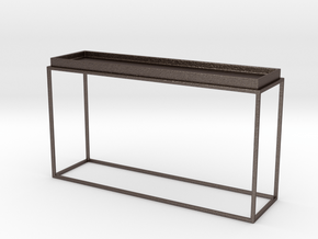 Miniature Tray Top Console Table in Polished Bronzed-Silver Steel