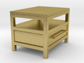 Miniature Industrial Single Drawer Nightstand Fix in Natural Brass