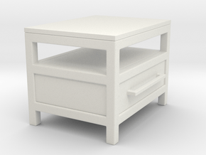 Miniature Industrial Single Drawer Nightstand Fix in White Natural TPE (SLS)