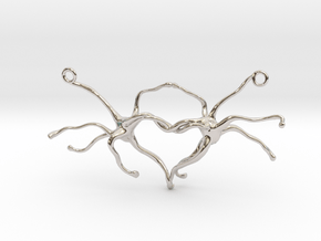 Synapse heart Pendant in Rhodium Plated Brass