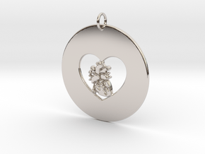 My Heart is in Your Heart Pendant in Rhodium Plated Brass