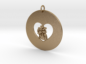 My Heart is in Your Heart Pendant in Polished Gold Steel