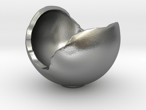 Miniature Ornament Broken Spherical Bowl in Natural Silver