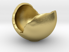 Miniature Ornament Broken Spherical Bowl in Natural Brass