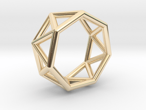 0346 Heptagonal Antiprism E (a=1cm) #001 in 14K Yellow Gold