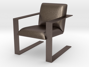Miniature Luxury Modern Accent Chair in Polished Bronzed-Silver Steel