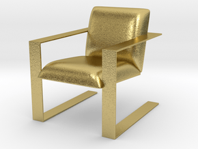 Miniature Luxury Modern Accent Chair in Natural Brass