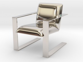 Miniature Luxury Modern Accent Chair in Rhodium Plated Brass