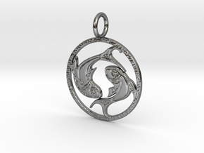 Pisces cusp of Aquarius  in Fine Detail Polished Silver