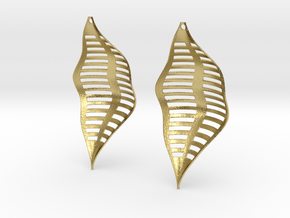 Leaf Earrings in Natural Brass