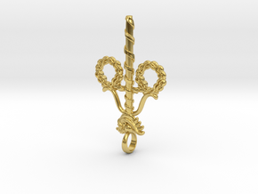 Swedish Midsummer Maypole Jewelry Pendant in Polished Brass