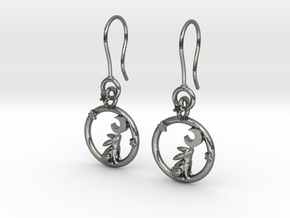 Rabbit Moon Earrings in Polished Silver (Interlocking Parts)