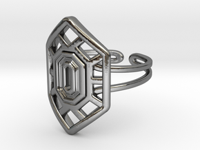 Hexart deco in Polished Silver