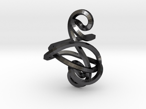 Twisted Clef Pendant in Polished and Bronzed Black Steel