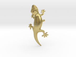 Lizard Lapel Pin in Natural Brass