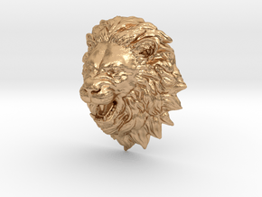 Lion Lapel Pin_Mouth Open in Natural Bronze