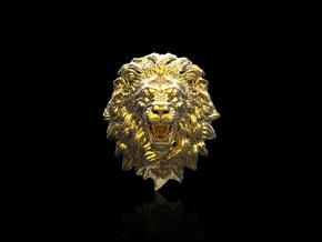 Lion Lapel Pin_Mouth Open in 18k Gold Plated Brass