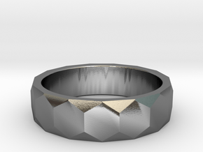 Men's hexagonal ring perfect for a unique wedding in Polished Silver: 5.5 / 50.25