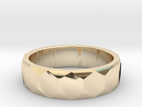 Men's hexagonal ring perfect for a unique wedding in 9K Yellow Gold : 9 / 59