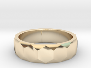 Men's hexagonal ring perfect for a unique wedding in 9K Yellow Gold : 10 / 61.5