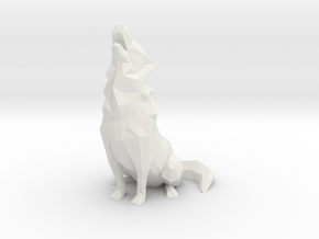 Low-Poly Howling Wolf Decoration in White Natural Versatile Plastic