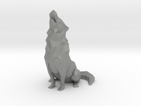 Low-Poly Howling Wolf Decoration in Gray PA12