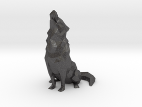 Low-Poly Howling Wolf Decoration in Dark Gray PA12 Glass Beads