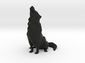 Low-Poly Howling Wolf Decoration in Black Smooth PA12
