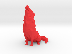 Low-Poly Howling Wolf Decoration in Red Smooth Versatile Plastic