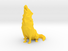 Low-Poly Howling Wolf Decoration in Yellow Smooth Versatile Plastic