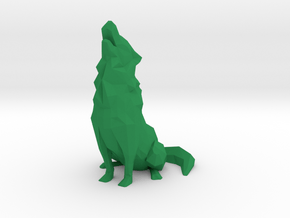 Low-Poly Howling Wolf Decoration in Green Smooth Versatile Plastic