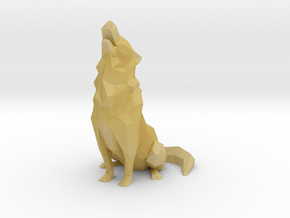 Low-Poly Howling Wolf Decoration in Tan Fine Detail Plastic
