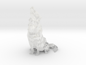 Low-Poly Howling Wolf Decoration in Clear Ultra Fine Detail Plastic