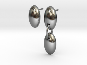 oval earrings asym set interlocking in Polished Silver (Interlocking Parts)