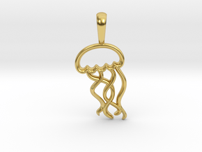 Tiny Jellyfish Charm Necklace in Polished Brass
