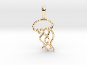 Tiny Jellyfish Charm Necklace in 14K Yellow Gold