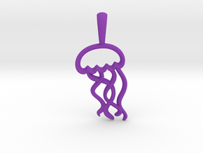 Tiny Jellyfish Charm Necklace in Purple Processed Versatile Plastic